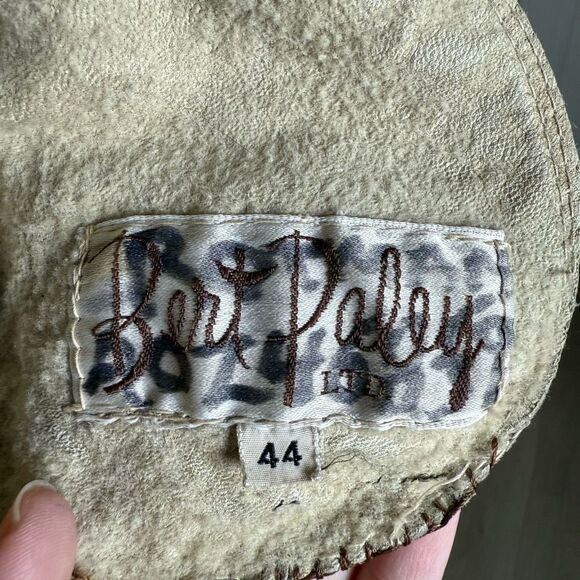Vintage Bert Paley Beige Long Sleeve Leather Jacket Size 44 Sherpa Lined - Picture 9 of 15